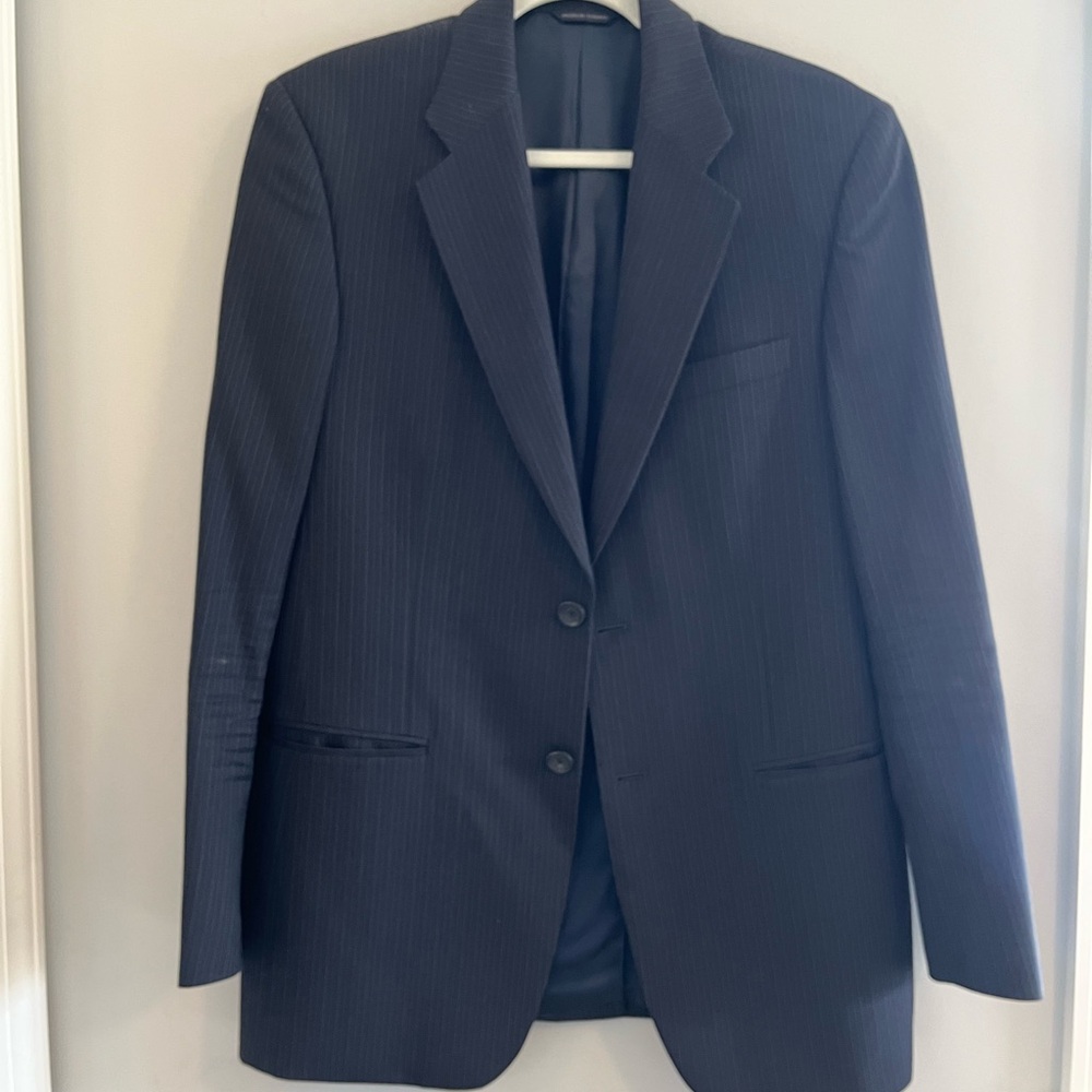 Men's Black Pinstripe Blazer